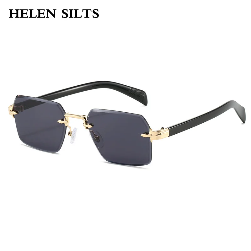 

Fashion Square Sunglasses for Women Vintage Rimless Clear Ocean Gradient UV400 Men Punk Style Sun Glasses Popular