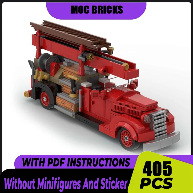 

Moc Building Block V8-85 Fire Truck Model Technology Brick DIY Assembly Honest Car Toy For Holiday Gift