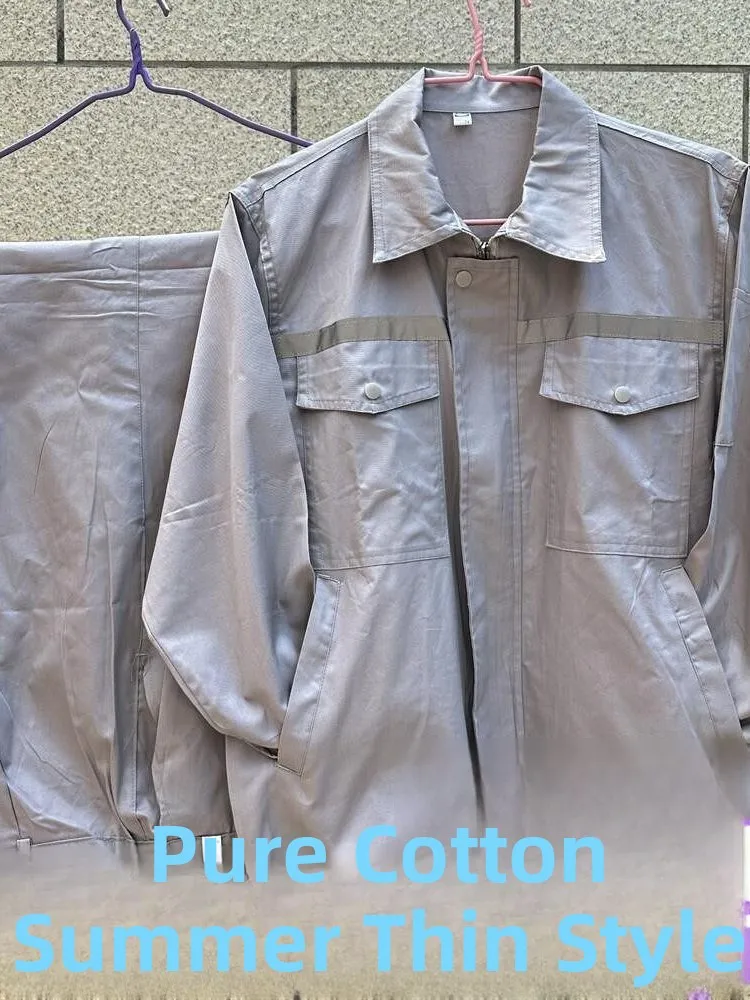 

Ultra-Thin Long-Sve Cotton Workwear Set Breathable Reflective Strips Lightweight Summer W orm Fac Workop