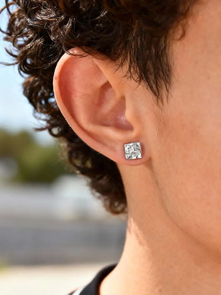 Boucles d'oreilles clous Vnox minimalistes carrées noires et argentées en acier inoxydable pour hommes et femmes, boucles d'oreilles géométriques unisexes de 8 mm, cadeau