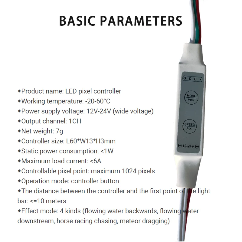 Pasek LED WS2811 12V 24V regulator przepływu prosty Mini 2-klawiszowy drążek LED LED ściemniacz Max 1024 pikseli płynąca lampa sterująca taśmą