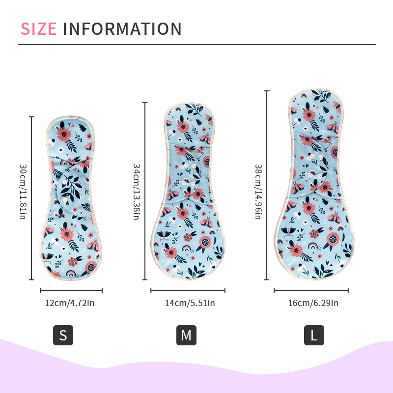 BIAI 3PCS Anti-bacterial Menstrual Pads Reusable Sanitary Napkin Waterproof Sanitary Pad Breathable Sanitary Towel For Women