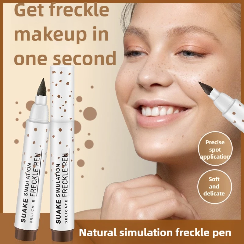 ปากกาแต้มฝ้าและอายไลเนอร์ 2-in-1 กันน้ำ ป้องกันรอยเปื้อน สีน้ำตาลธรรมชาติ ให้เอฟเฟกต์รอยสัก ง่ายต่อการควบคุมสำหรับการแต่งหน้าในเทศกาล การใช้ชีวิตประจำวัน