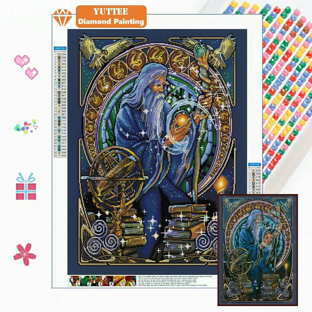 

5D DIY Diamond Painting Mystical Fantasy Magic Mage Merlin Mosaic Square Round Cross Stitch Embroidery Rhinestones Home Decor