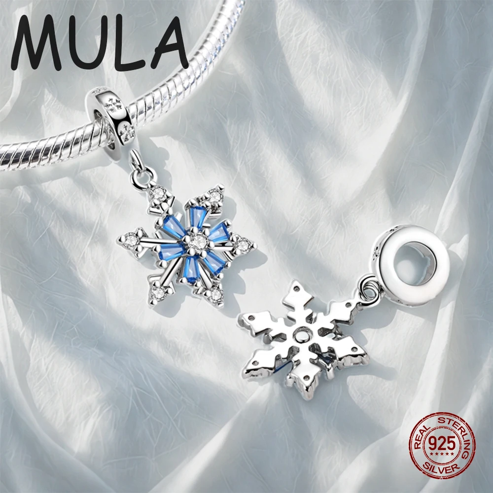 

MULA 1PC New 925 Silver Rotating Snowflake Pendant Dangle Charms Fit Original Snake Chain Charm Bracelet DIY Making Gift