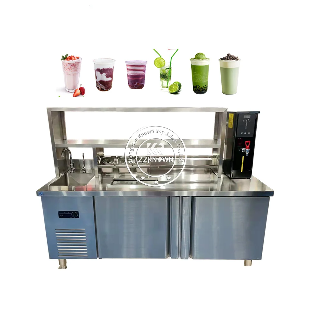 2024 Counter Fridge Worktable Refrigerator 1.5m Commercial Milk Tea Bar Fridge Water Bar