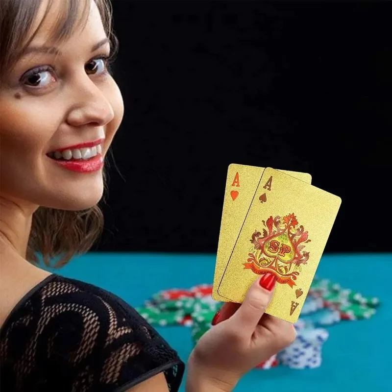 Waterproof High Definition Playing Cards PVC Playing Cards Gold Black Washable for Parties and Games