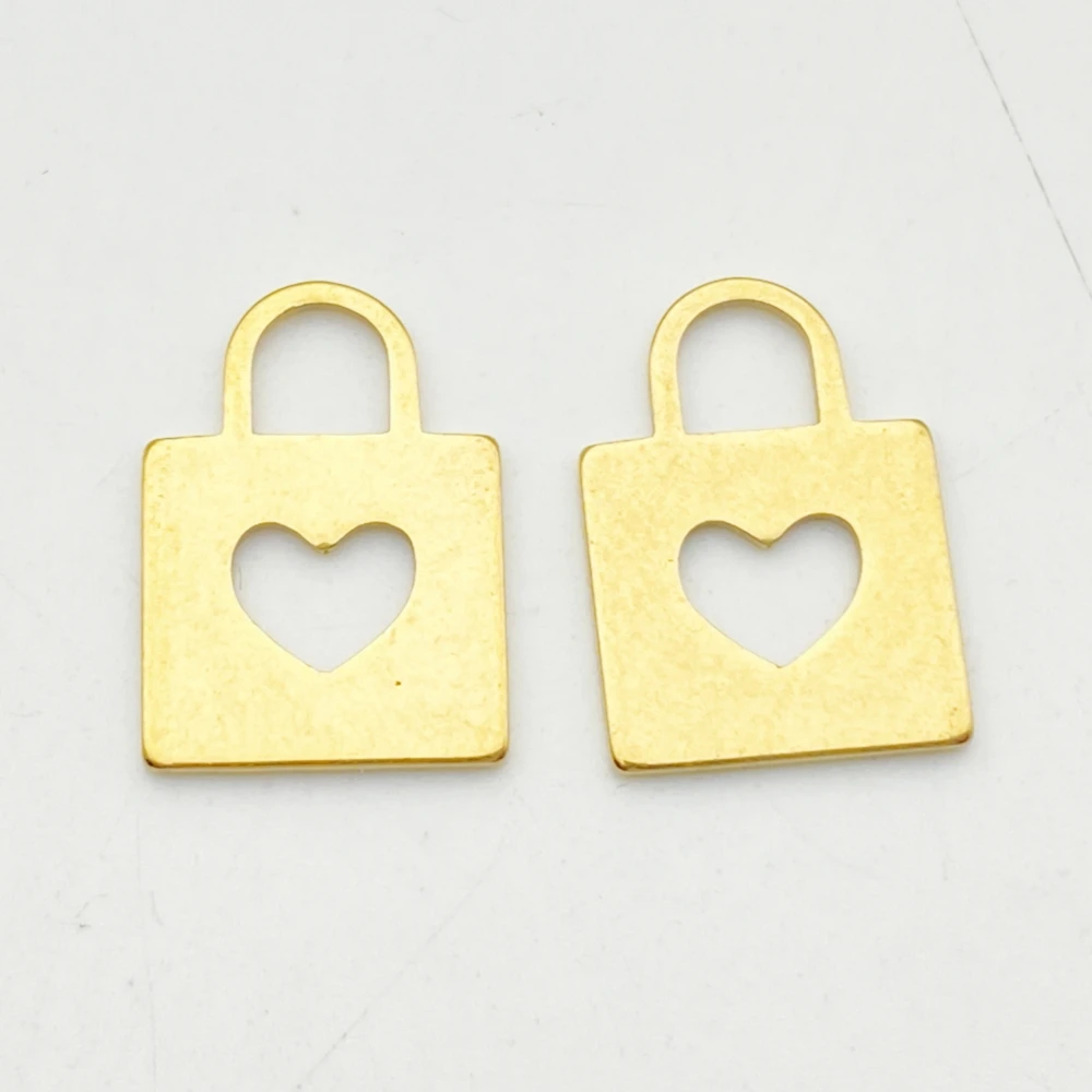 

Golden Stainless Steel Lock The Heart Pendant 5Pcs/Lot 0.43*0.63inch(12*16mm) Handmade Necklace Locks Charms Diy Findings