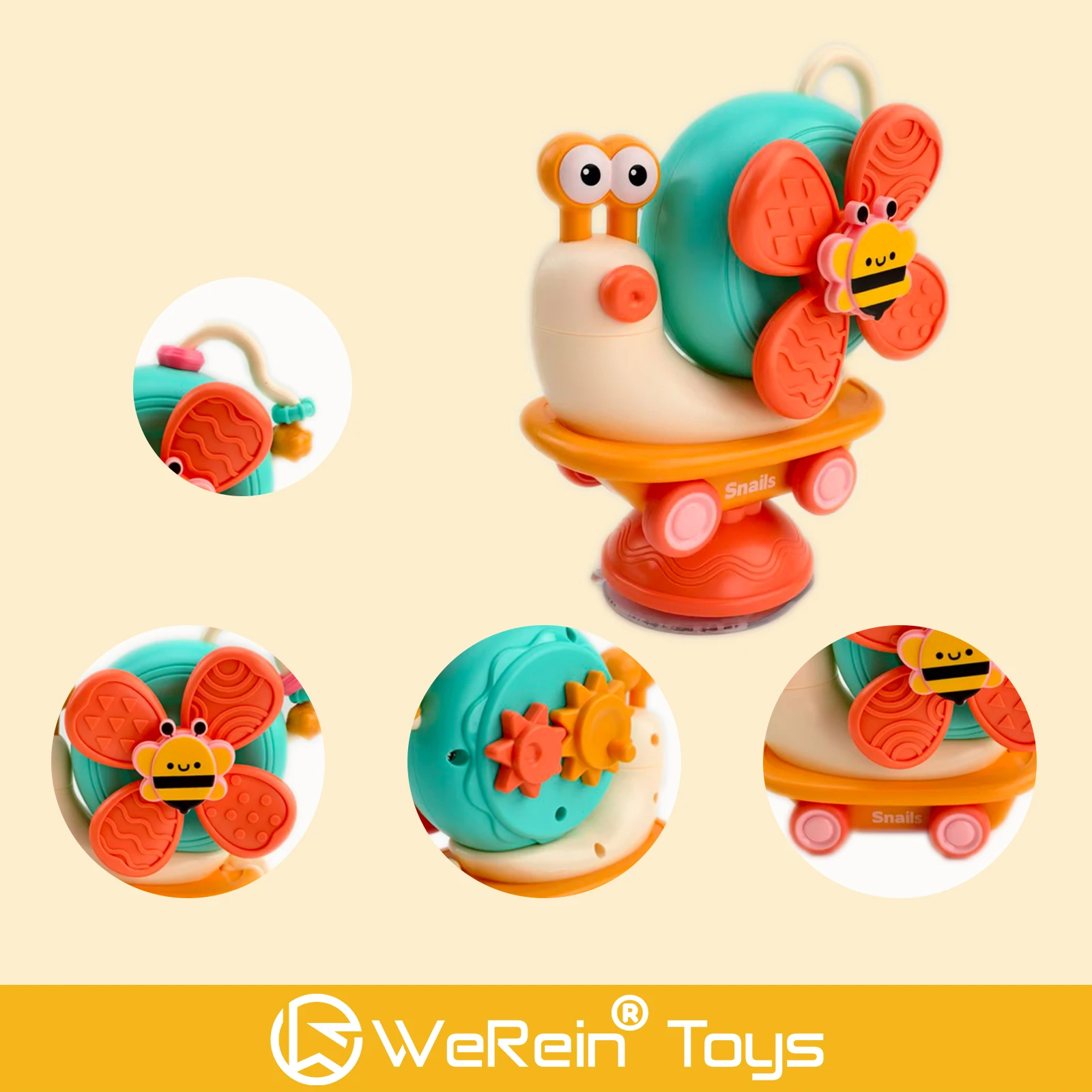 Escargot Turn N Play, voiture à inertie, jouet de Table à manger intégré Transformable détachable