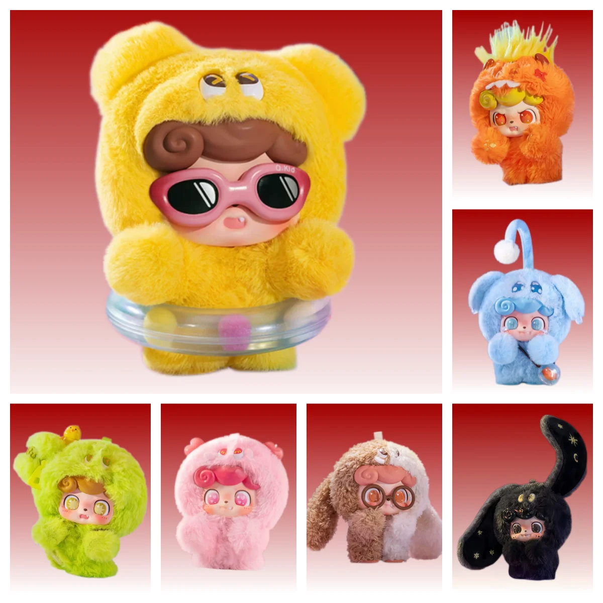 Q طفل العاطفي شعر وحوش أفخم صندوق أعمى جميل دمية من الفينيل لعبة قلادة Kawaii حلية دمية اليدوية صندوق غامض هدية