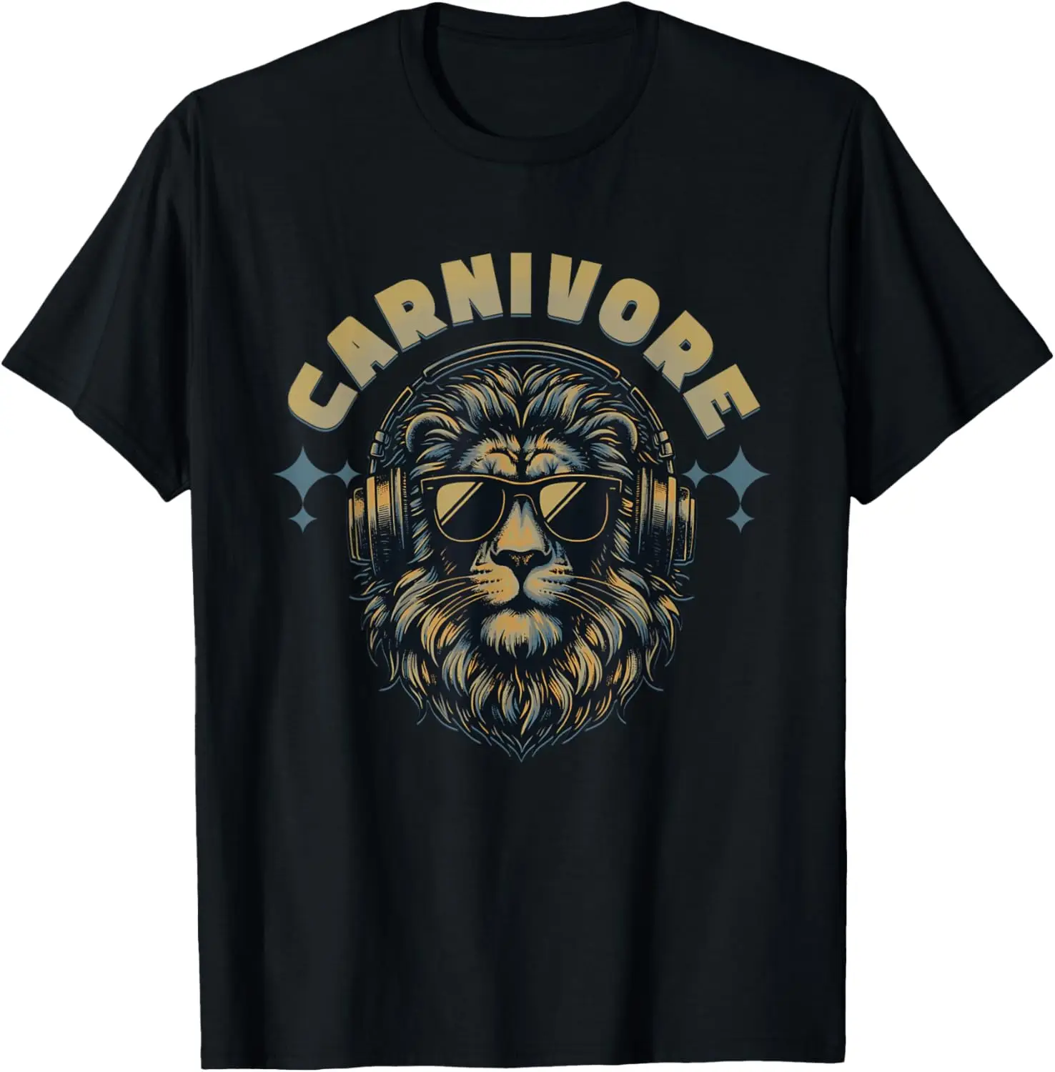 Carnivore Lion Graphic Tee Funny Men's Cotton T-Shirt Streetwear Short Sleeve