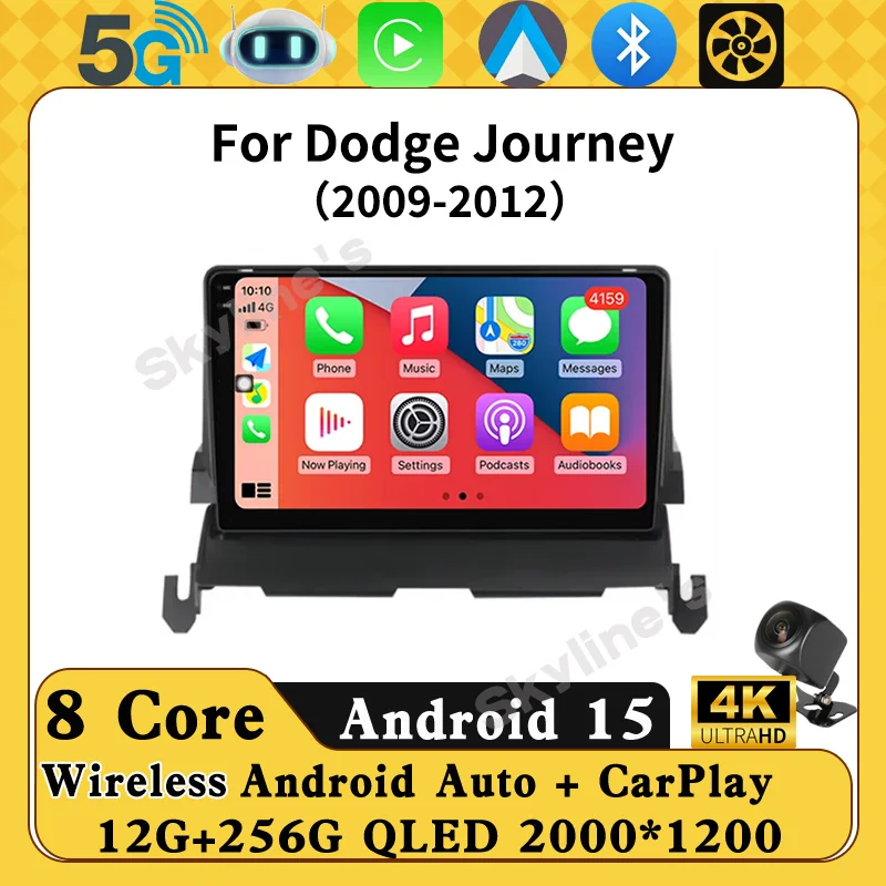 

Автомобильный радиоприемник Android 15 4G WIFI для Dodge Journey 2009-2012 Carplay, авторадио, стереоплеер, 2din, Wi-Fi, музыка, GPS, 360, камера 2K QLED