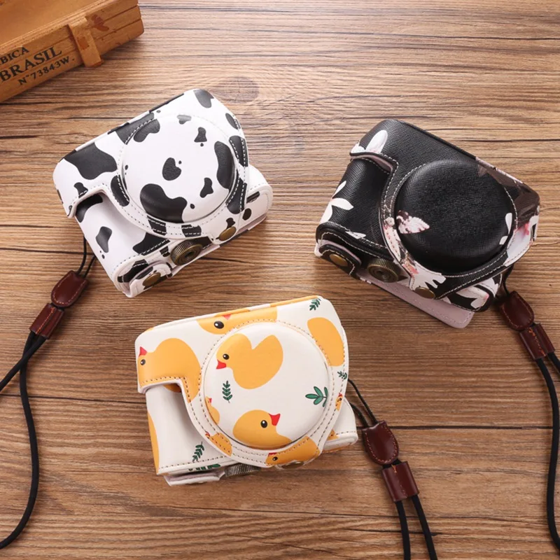 New Suitable for So ny RX100M7 RX100M4 M3 M5a Camera Bag Black Card Holster Cute Cartoon Protective Case with Base  Anti-fall