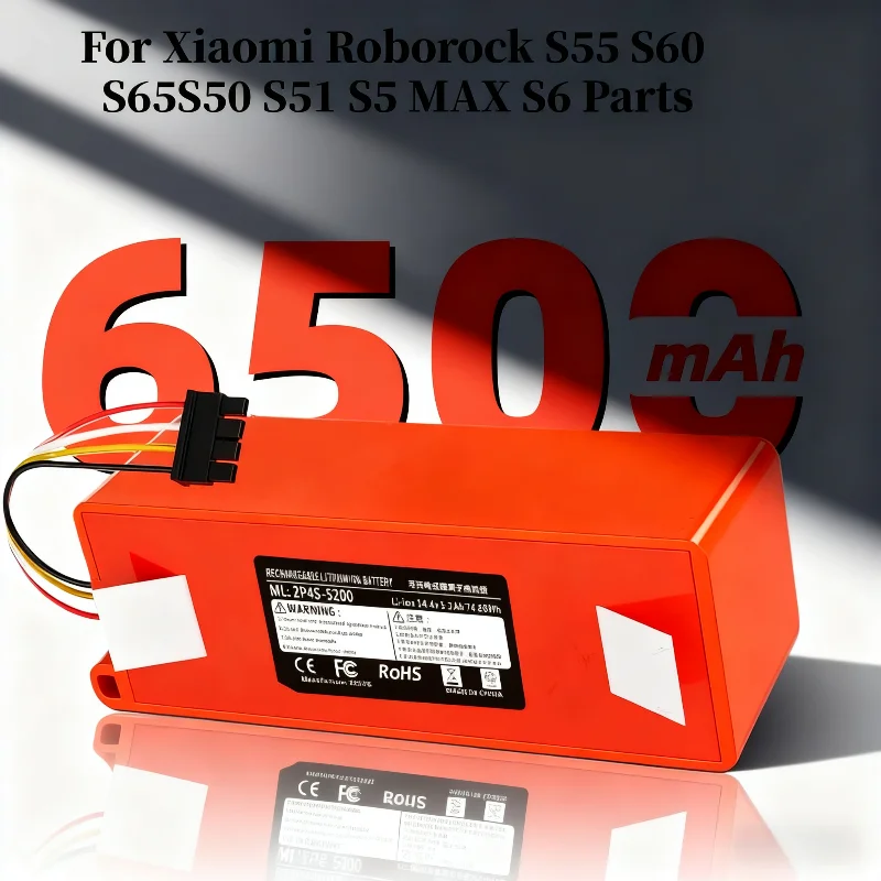 

14.4V BRR-2P4S-5200D Replacement Battery for Xiaomi Roborock S4 S5 S6 Generation Robot Vacuum Cleaner Sweeper Accessories.