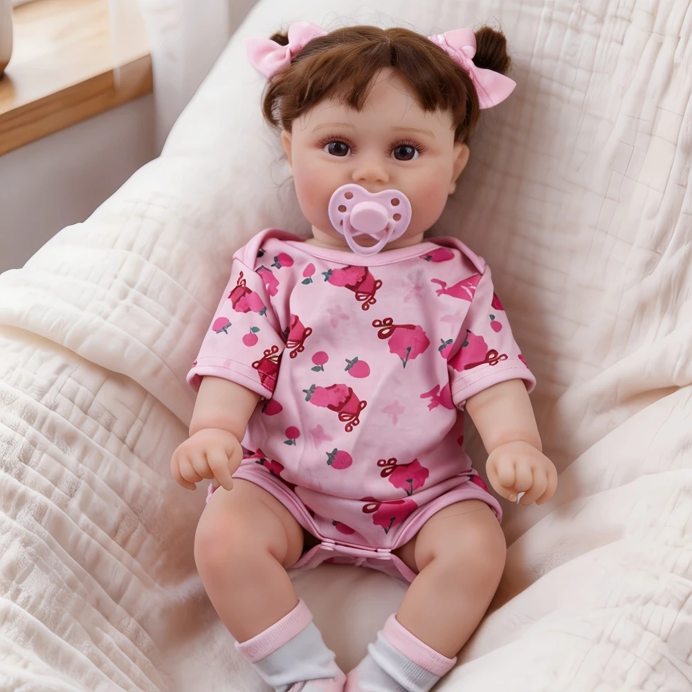 50cm/20 inch Fully Vinyl Reborn doll Realistic Cute Implanted Hair Girl doll Children's Dress up Game Companion Toy Gift view 6
