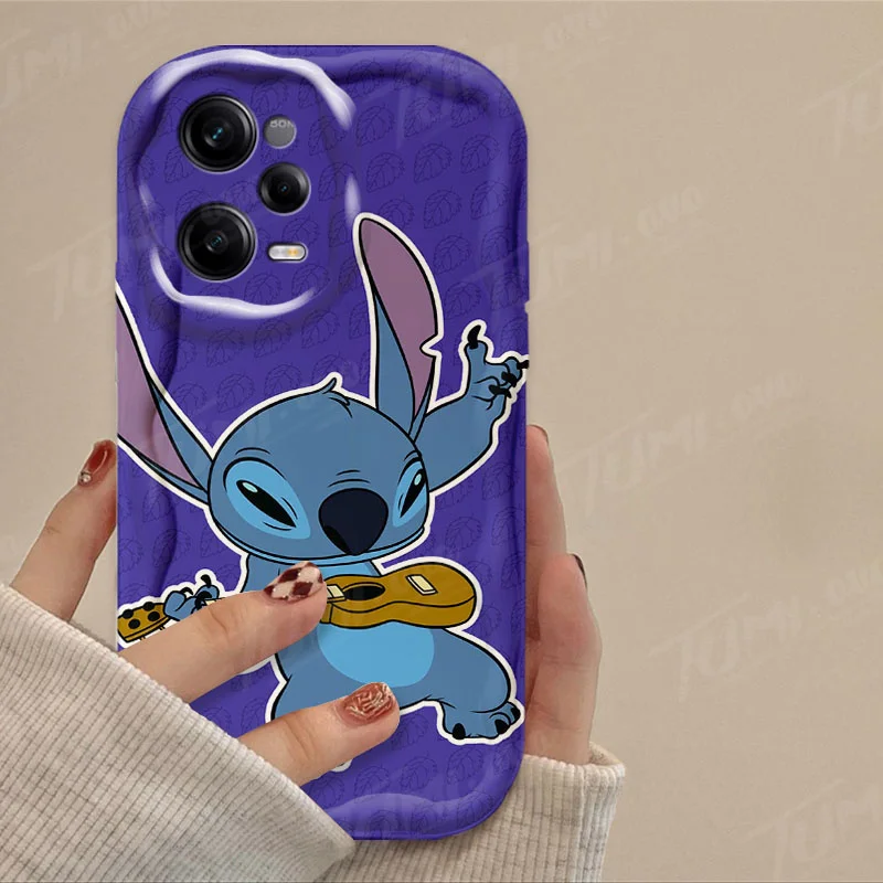 Cartoon Disney Stitch 3D Wave Case For Xiaomi Redmi Note 13 12 Pro Plus Turbo Speed 12S 12R 11 11S 10 10S 9S 7 8 9 Pro Max Cover