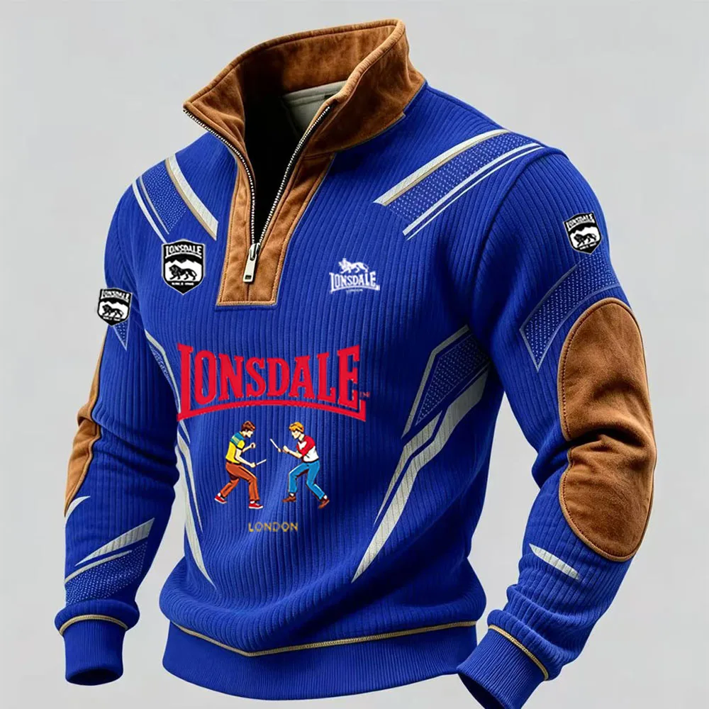LONSDALE street dance stand up collar jacket, half zipper ribbed sports team uniform, printed sweatshirt, sun protection jacket
