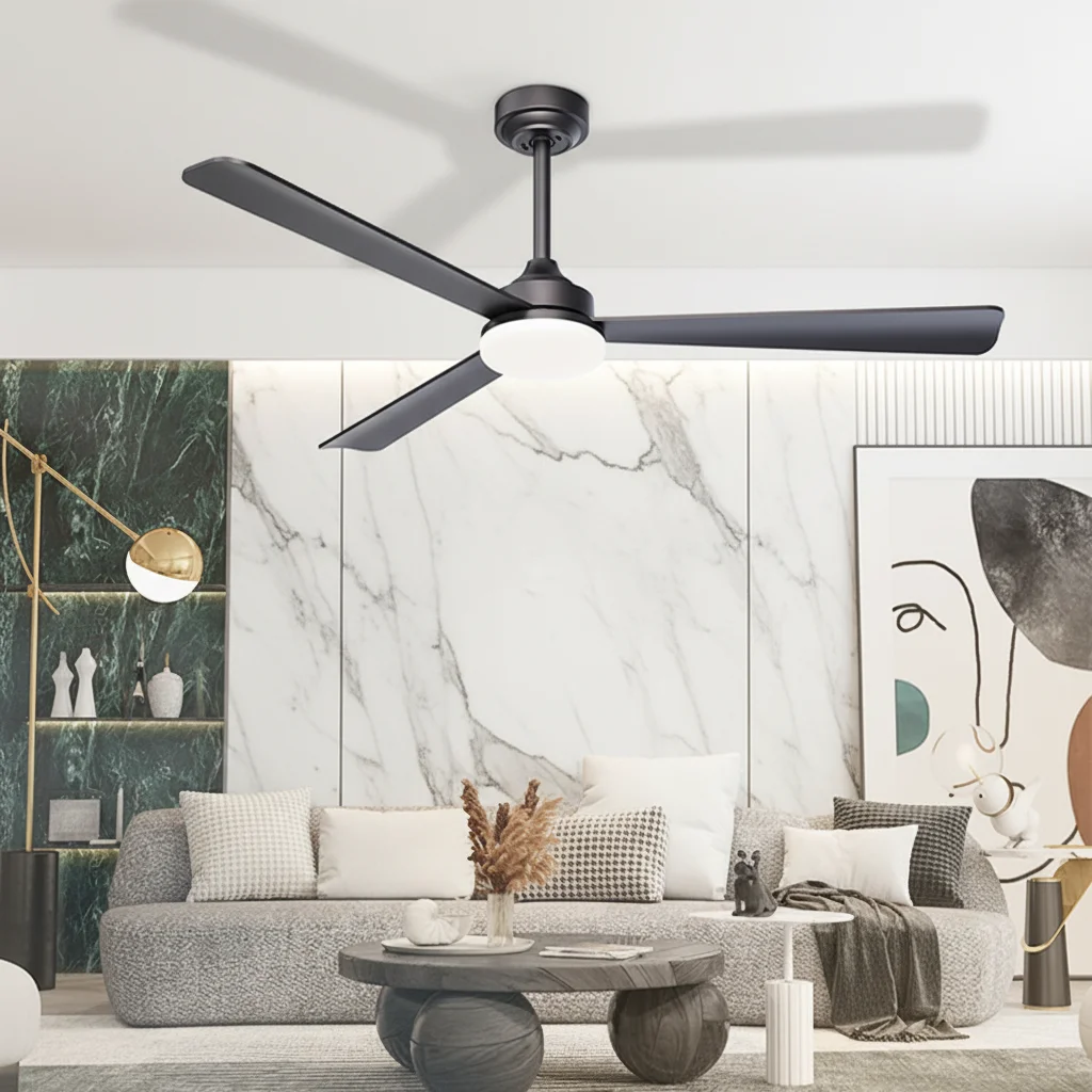Dimmable LED Ceiling Fan with Light and Remote Control 3 Blades Modern Design for Indoor Bedrooms and Living Rooms