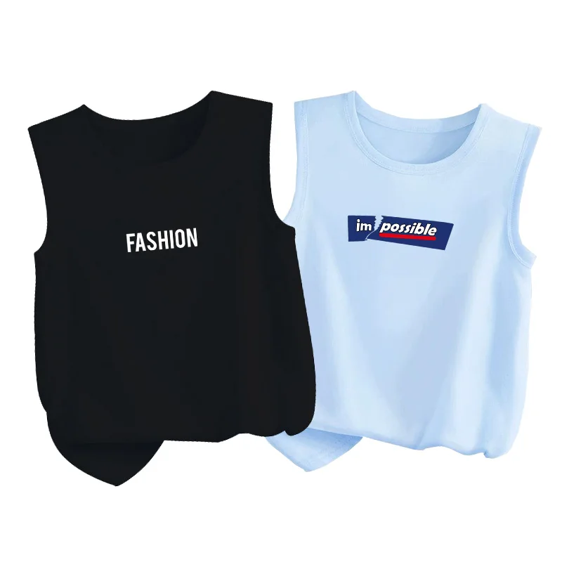 Kinder-Mode Ärmelloses T-Shirt Jungen Sommer Atmungsaktives Tanktop Lässige Leichte Weste Marken-Druck