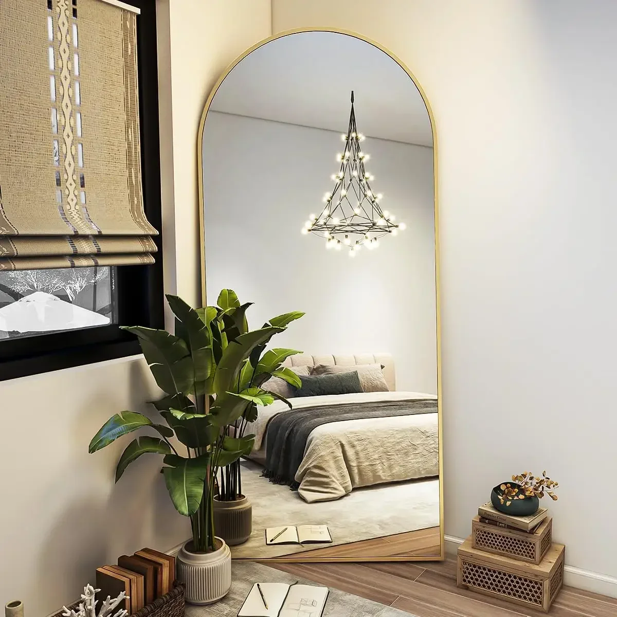 

v Arch Mirror Full Length, Floor Length Mirror, 76"x34" Wall Mirror Full Length, Oversized Floor Mirror