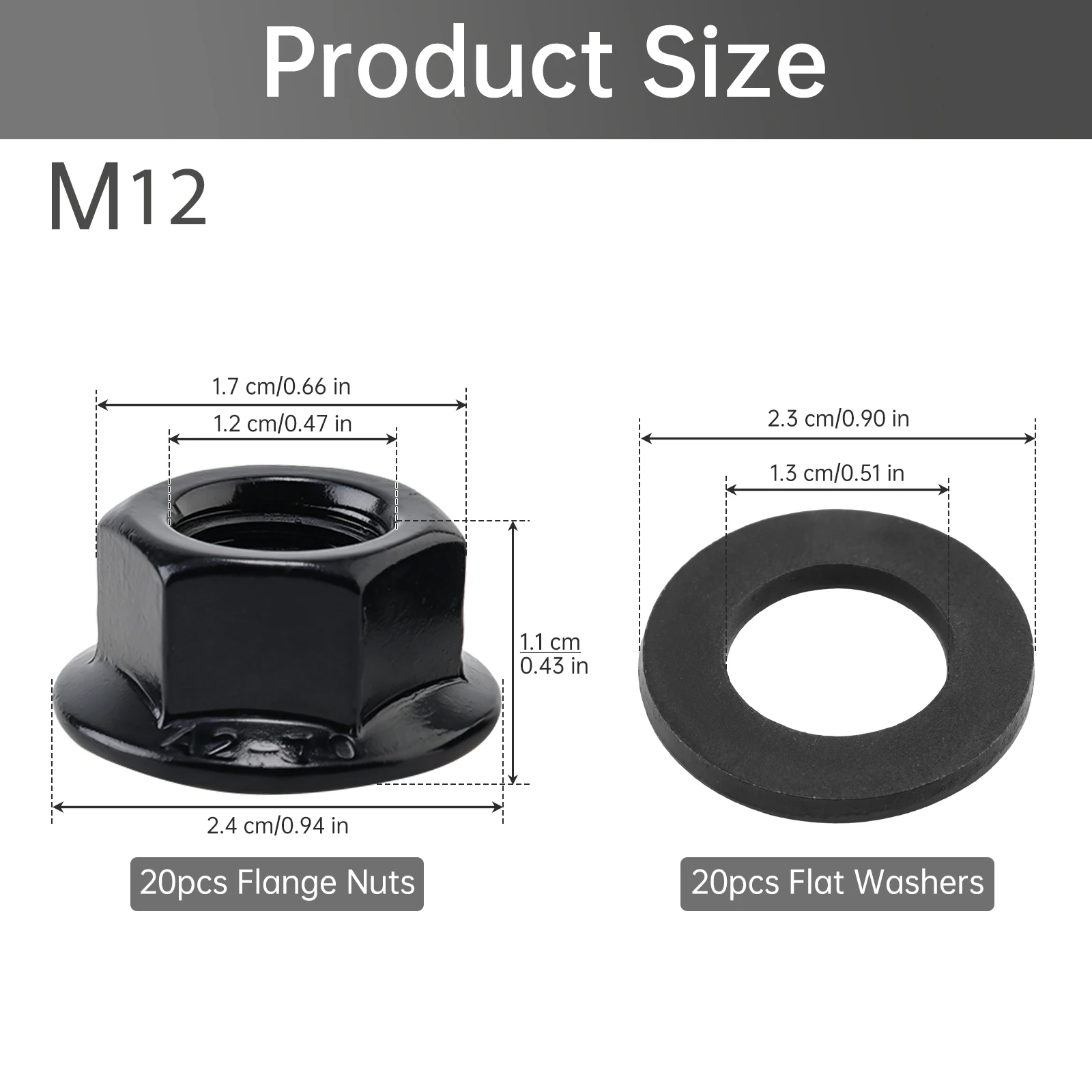 20 pcs M12 /30 pcs M10 / 50 pcs M8 304 Stainless Steel Flange Hex Nuts with Washers, Fully Threaded Hexagon Flange Nuts