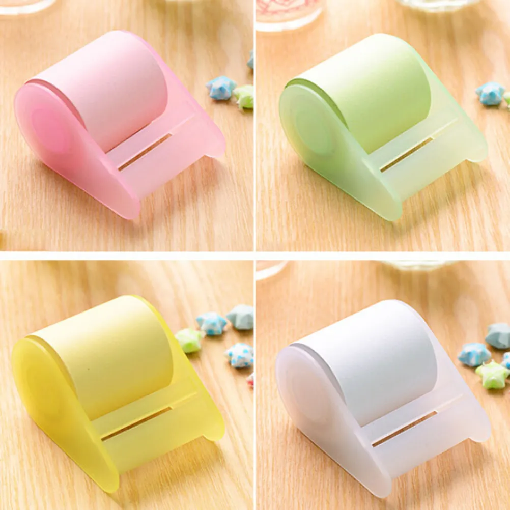 4Pcs Adjustable Sticky Notepads Roll Super Adhesive Memo Pads with Tape Dispenser 26.25 Clean Removal on Wall Desk Fridge
