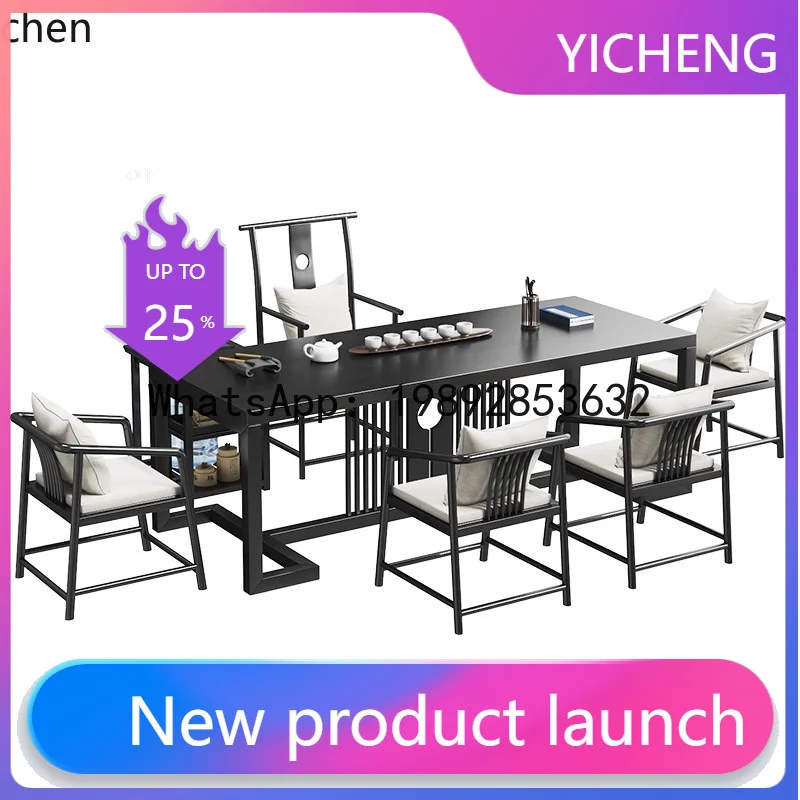 

A2-26 solid wood tea table and chair combination new Chinese zen black simple kung fu tea table office tea table