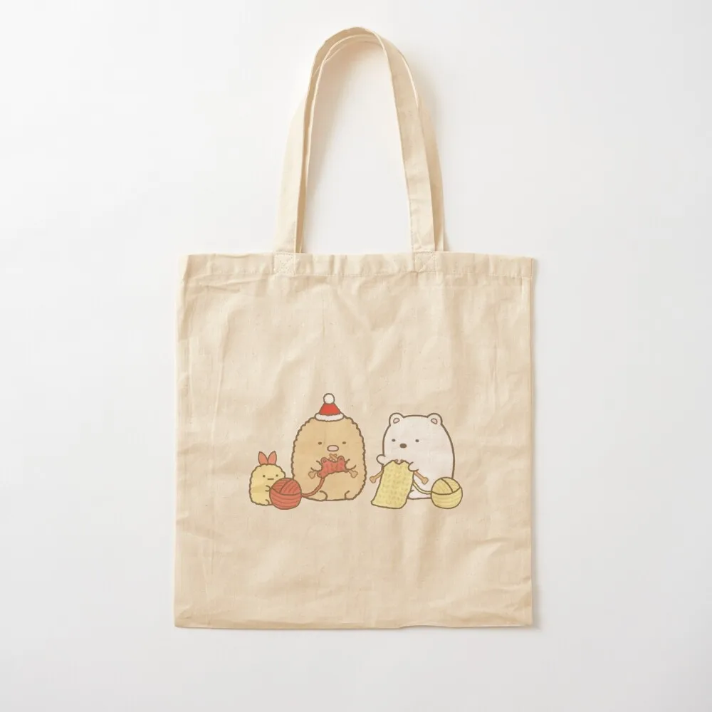 

Рождественское вязание в стиле Sumikko Gurashi, большая сумка с графическим рисунком, тканевые сумки, женские сумки, холщовая большая сумка