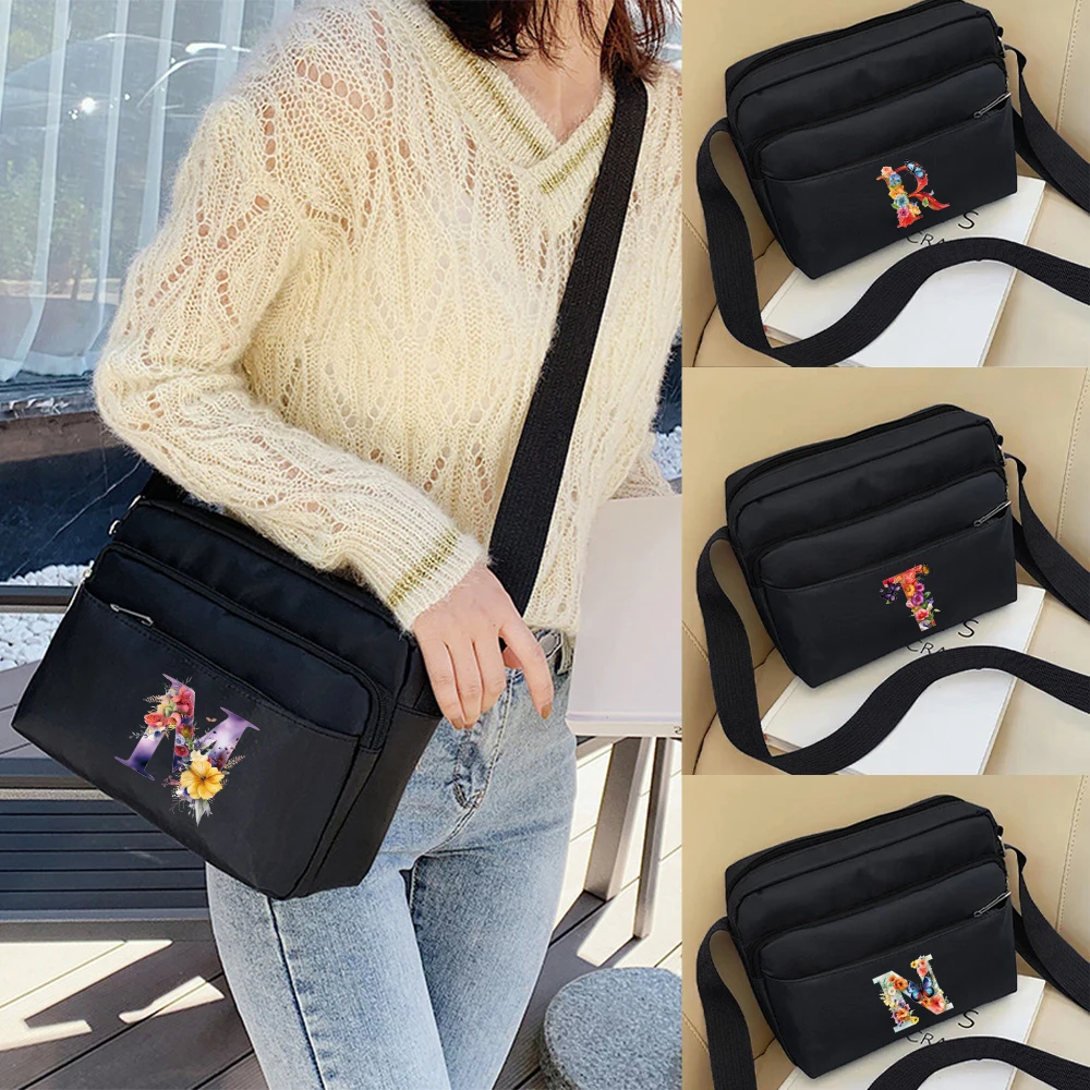 

Women Crossbody Bag Large Capacity Butterfly Letter Print Shopping Trip Storage Bag Daily Commute Adjustable Strap Shoulder Bag