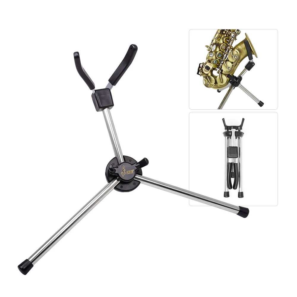 Foldable Soprano Saxophone Stand Portable Sax Metal Floor Stand Holder with Carry Bag Woodwind Instrument Parts