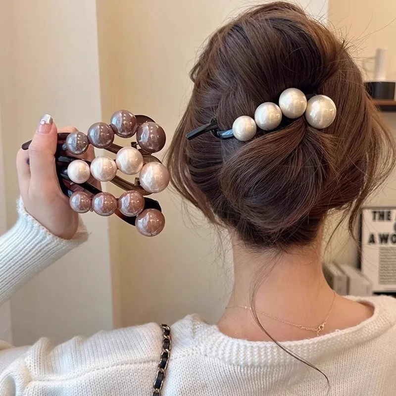 

1pcs New Twist Hair Clip Plastic Acrylic Bead Imitation Pearl Hairpin Twisted Design Women Hair Accessories