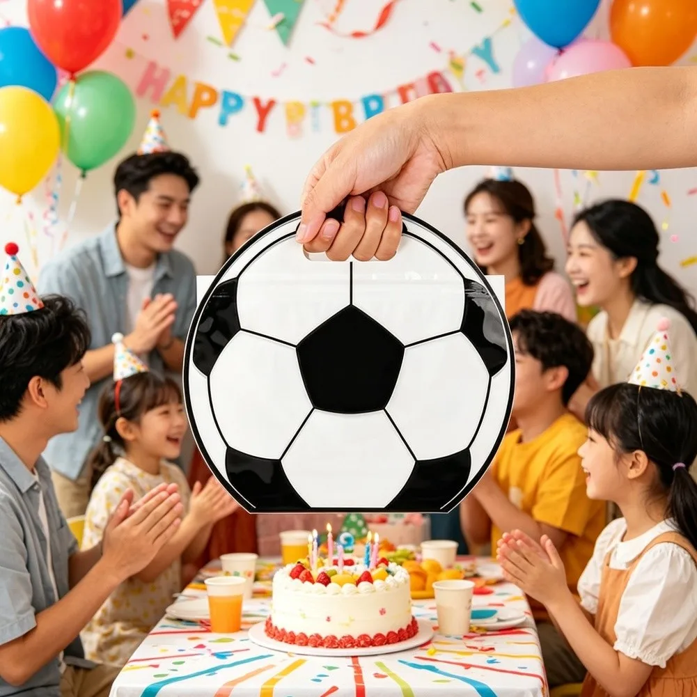 10pcs Soccer Goodie Bags With Handles Sealed Stand-Up Treat Candy Bags Sport Snack Bags For Boys Kids= Soccer Theme Decoration