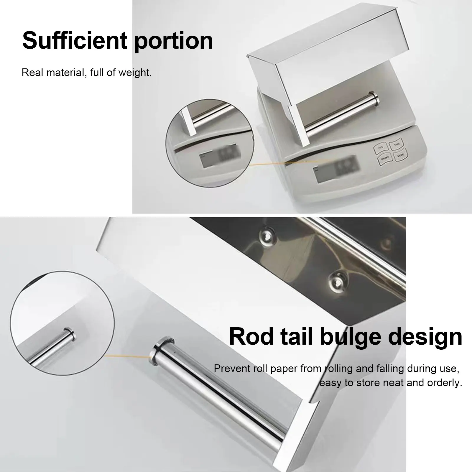 Toilet Paper Holder with Shelf Bathroom Wall-mounted Paper Roll Holder Stainless Flushable Wet Wipes Dispenser 7.91*5.04*5.31in - Image 4