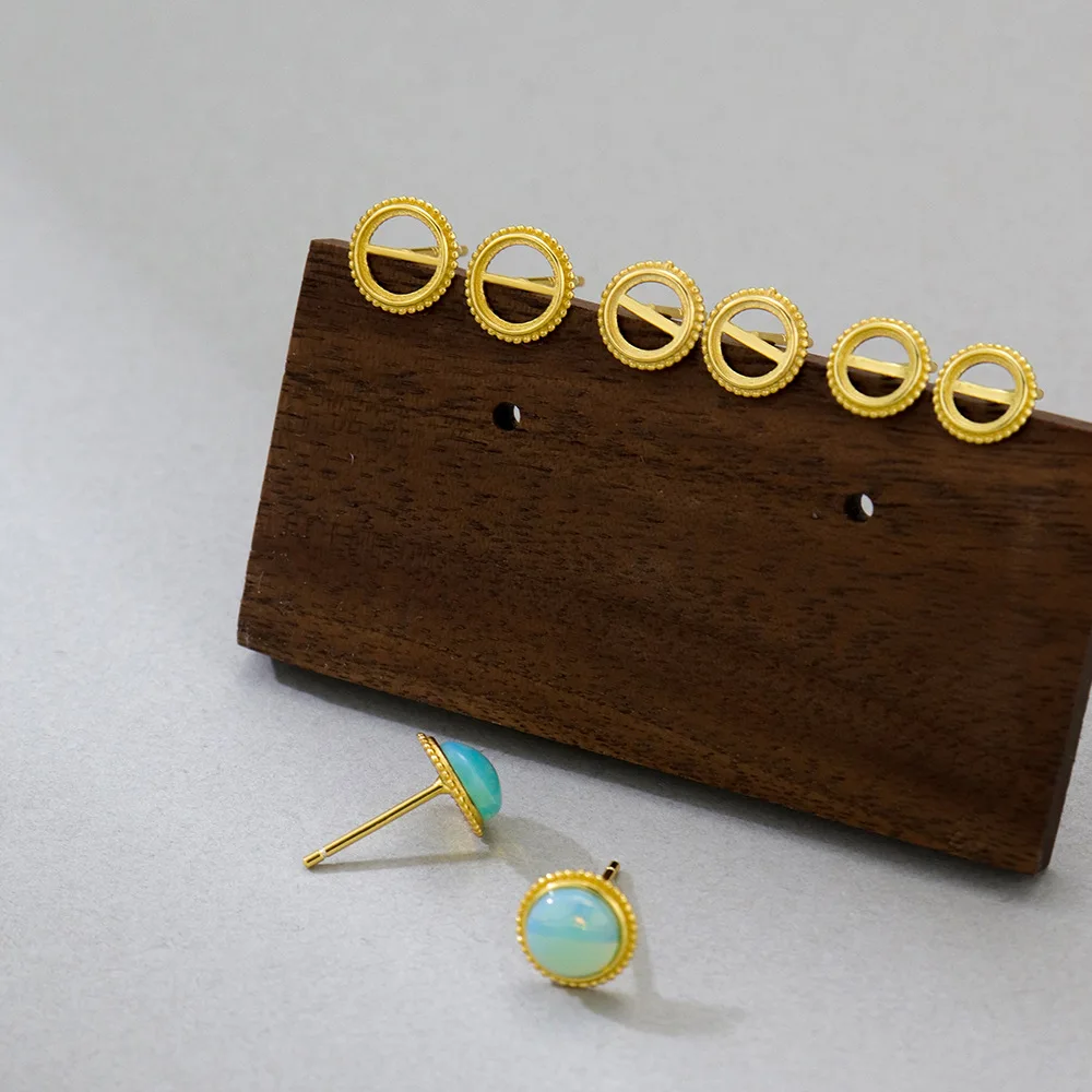 

S925 Sterling Silver Gold Plated Twist Earring Blank Setting DIY Spiral Design Ear Stud Base for Jewelry Making