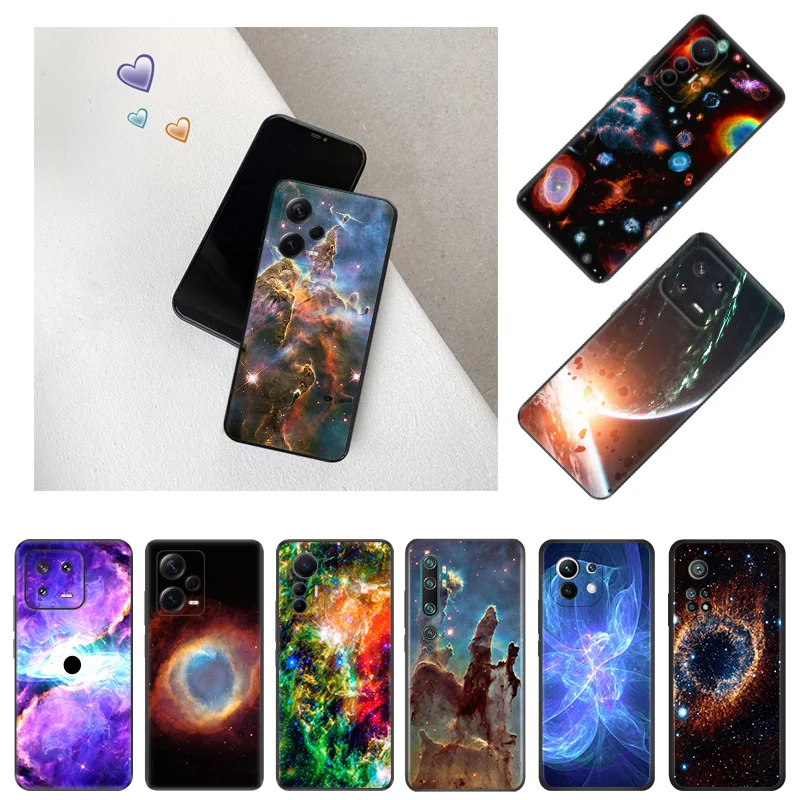 Colorful Nebula Deep Space Phone Case for Xiaomi 12 Pro 12x 12t 13 Redmi Note13 13c 12s 12c Note12 Lite Shell Black Cases Cover