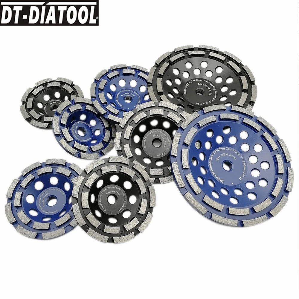 DT-DIATOOL 1pc Dia 100/115/125/180mm Diamond Spiral Turbo Cup Grinding Wheel For Concrete Hard Stone Granite M14 or5/8-11 Thread