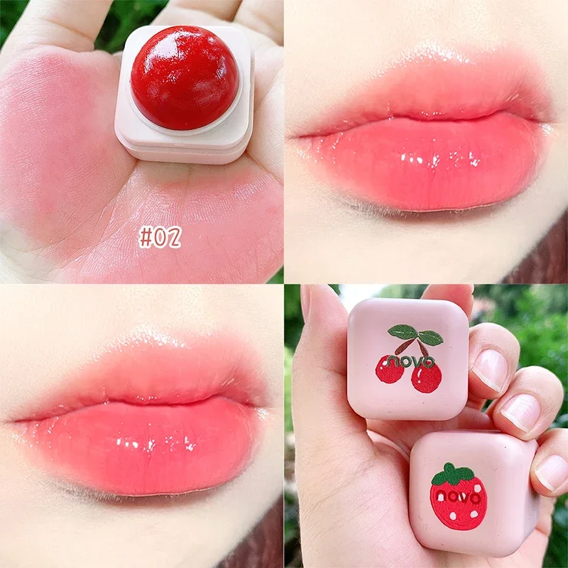 Mini Pudding Temperature Change Lip Balm Lasting Nutritious Lipstick Peach Lip Care Lipstick Base Transparent Repair Lipgloss