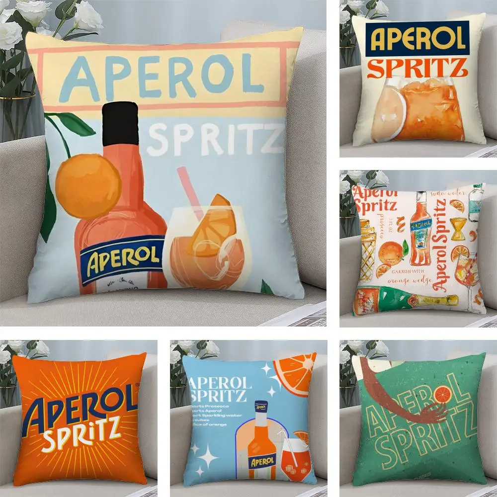 A-APEROL SPRITZ Wine Cushion Cover Short Plush Double-sided Print Square Throw Pillow Covers Sofa Home Cushion Decor