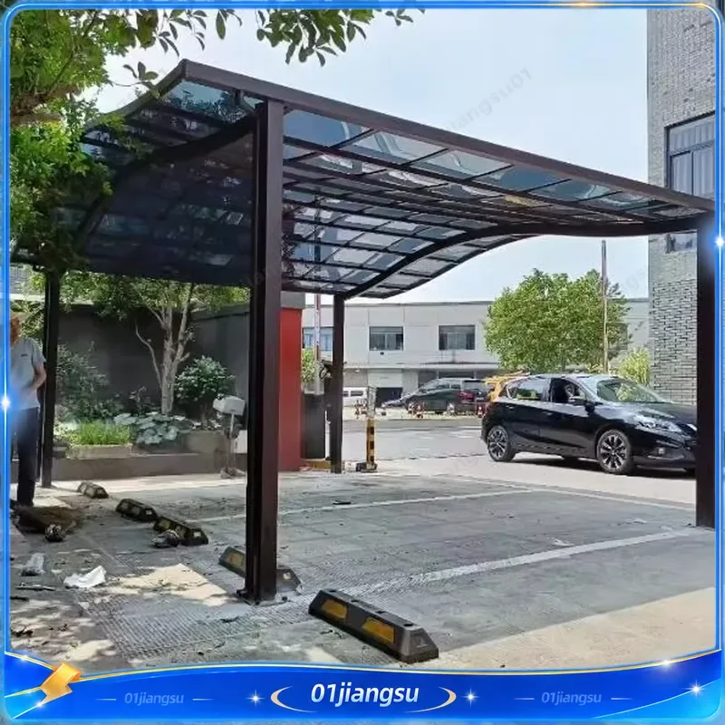 Modern Aluminum Alloy Carport for 2 Cars Outdoor Garage Waterproof Arch Roof Structure Full Protection Heavy Duty Shelter