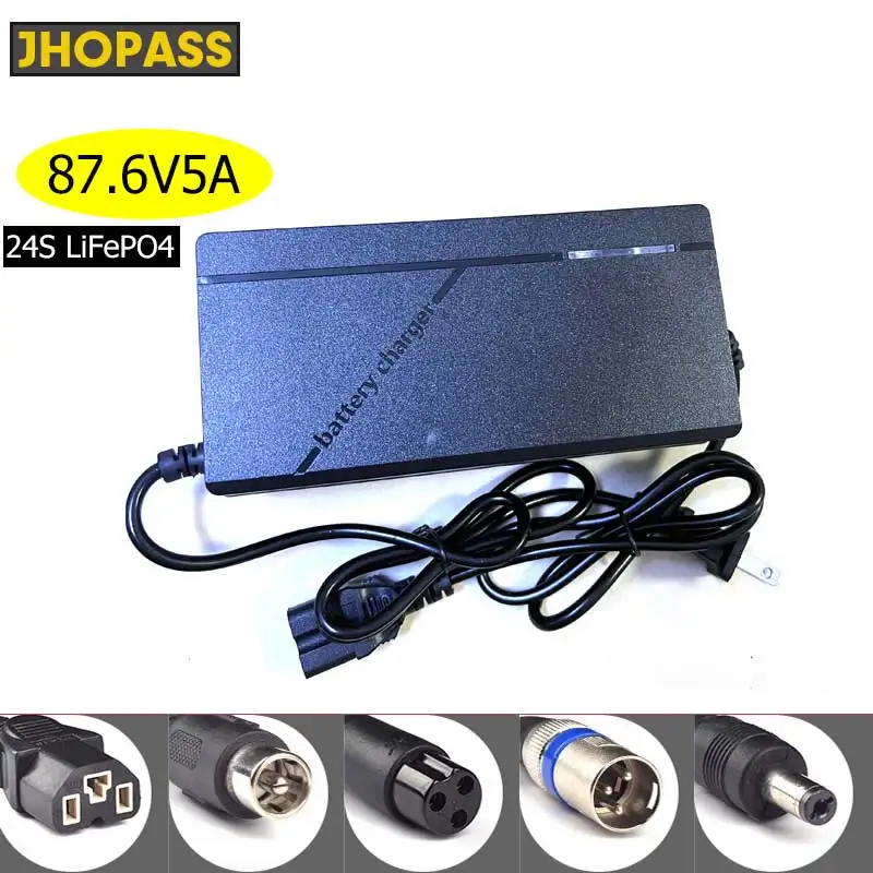 HD 24S - 87.6V5A LiFePo4 lithium battery charger  for E-bike Motorcycle Balanced AC 110-220V LED smart charger UK EU AU US plug