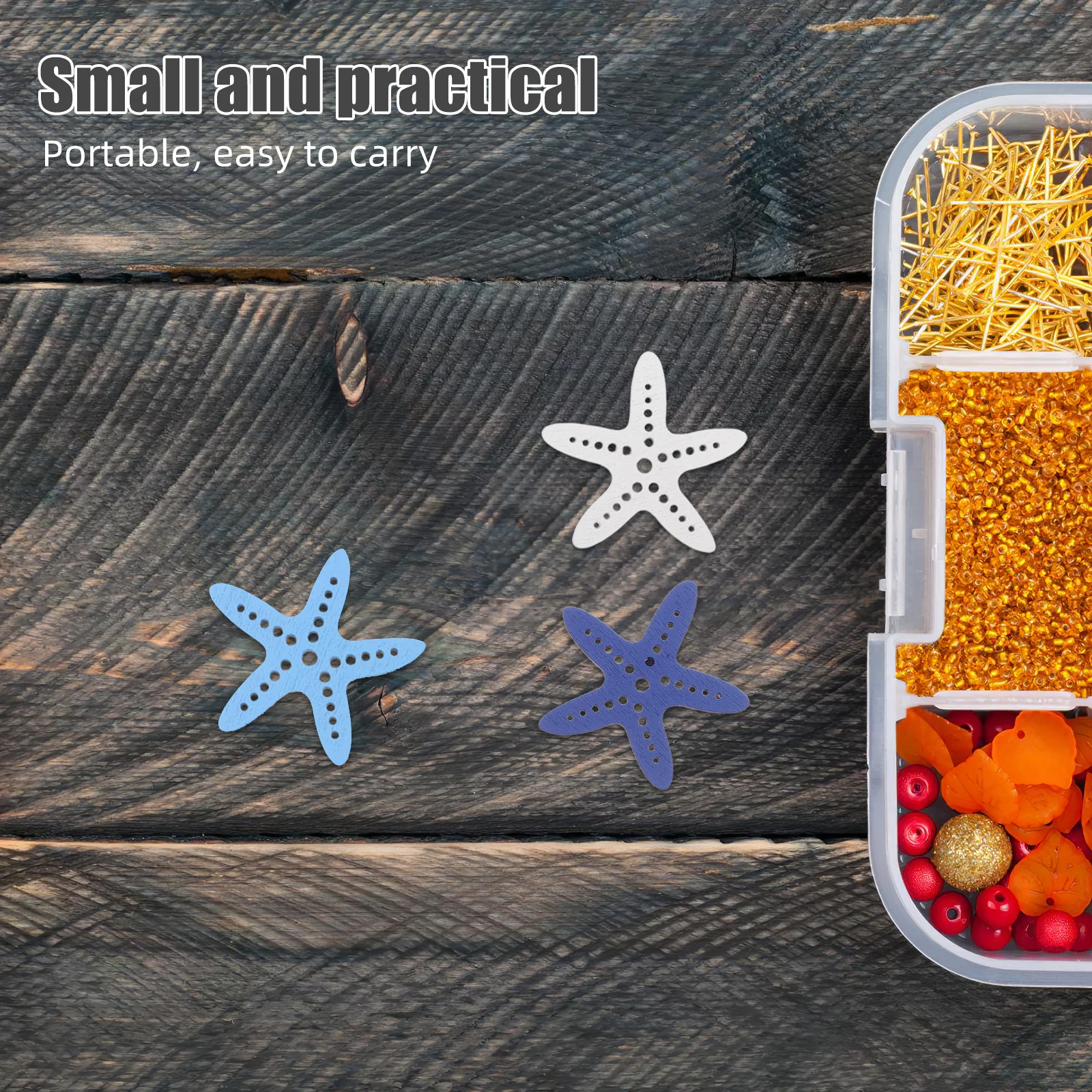 

300Pcs Mediterranean Style Sea Star Wood Cutouts Handmade DIY Coastal Beach Wood Slices Home Decorations Summer Crafts