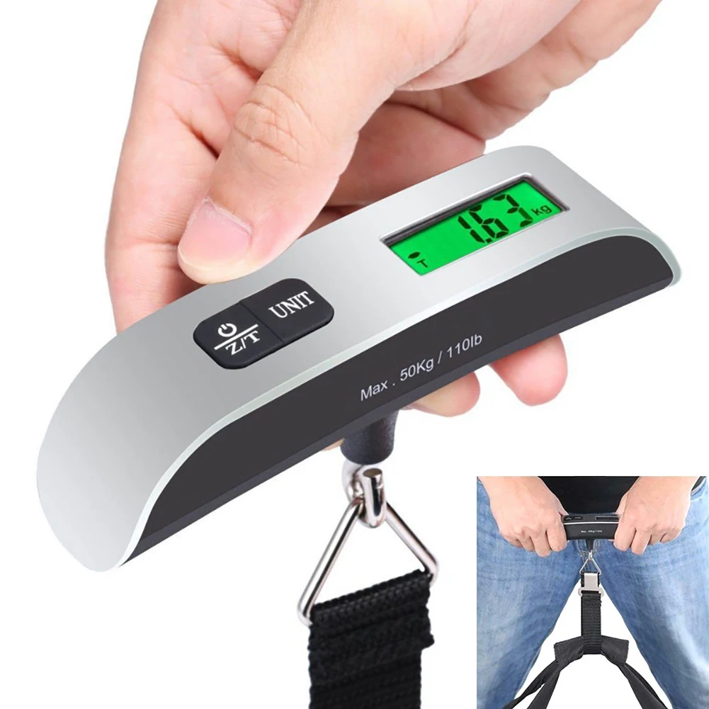 LCD Digital Luggage Scale 50kg Portable Electronic Scale Weight Balance Suitcase Travel Bag Hanging Steelyard Hook Fishing Scale