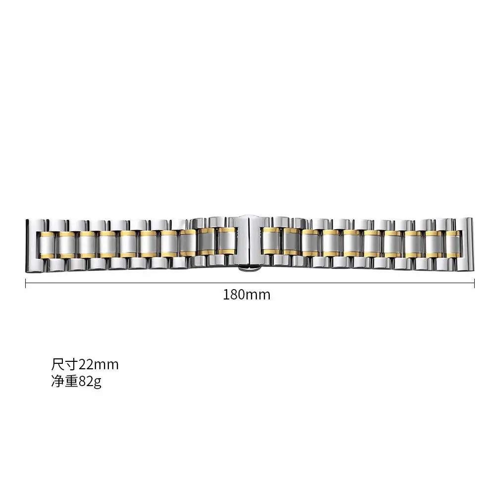Edelstahl-Uhrenarmband mit gebogenem Ende, 12/13/14/15/16/17/18/19/20/21/22/23/24 mm, Schmetterlingsverschluss, massives Metall-Universalarmband – Detail 1
