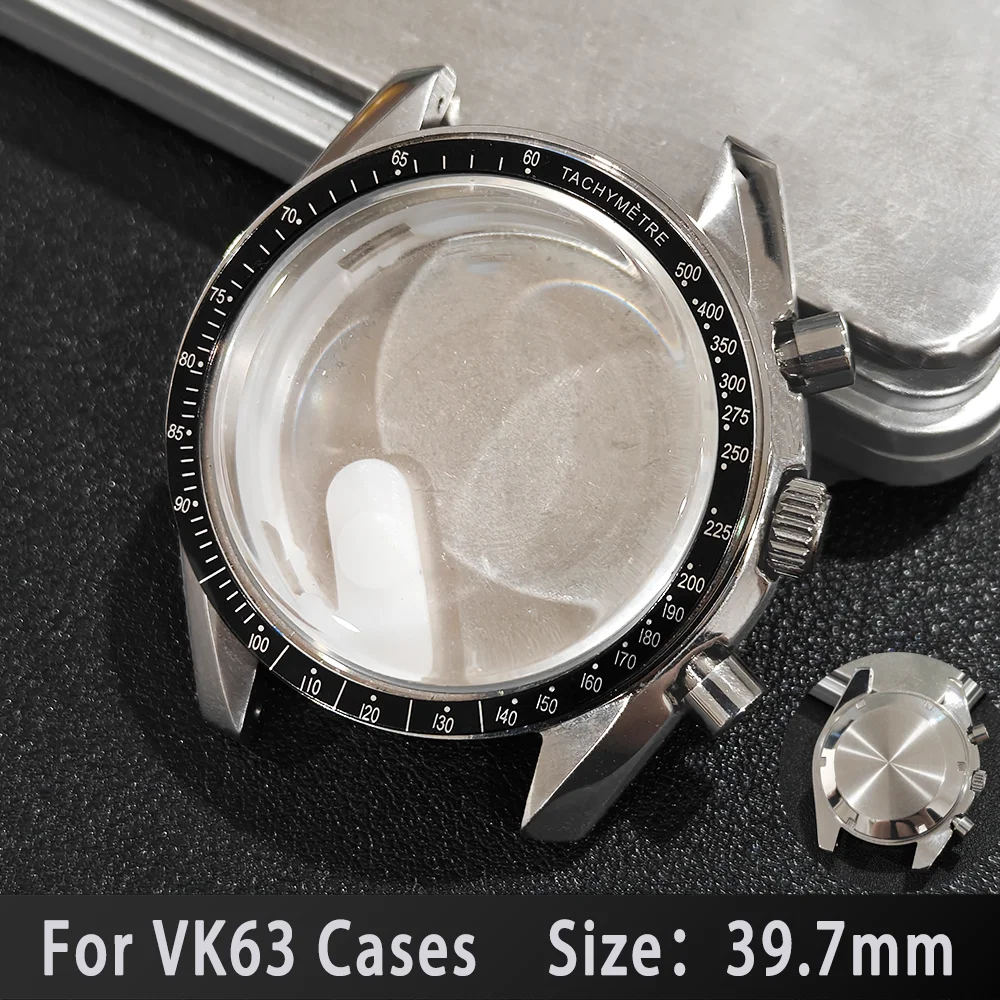 

VK63 Cases Watch Case 39.7MM Moon Cases Moon Pattern Back Chronograph Fit For Speed Watch Master Modified Case Repair Parts