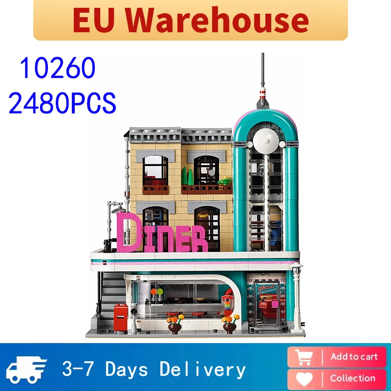 2488 pièces centre-ville dîner bloc de Construction ensemble modèle de Construction jouets briques adultes cadeau d'anniversaire de noël Compatible avec 10260
