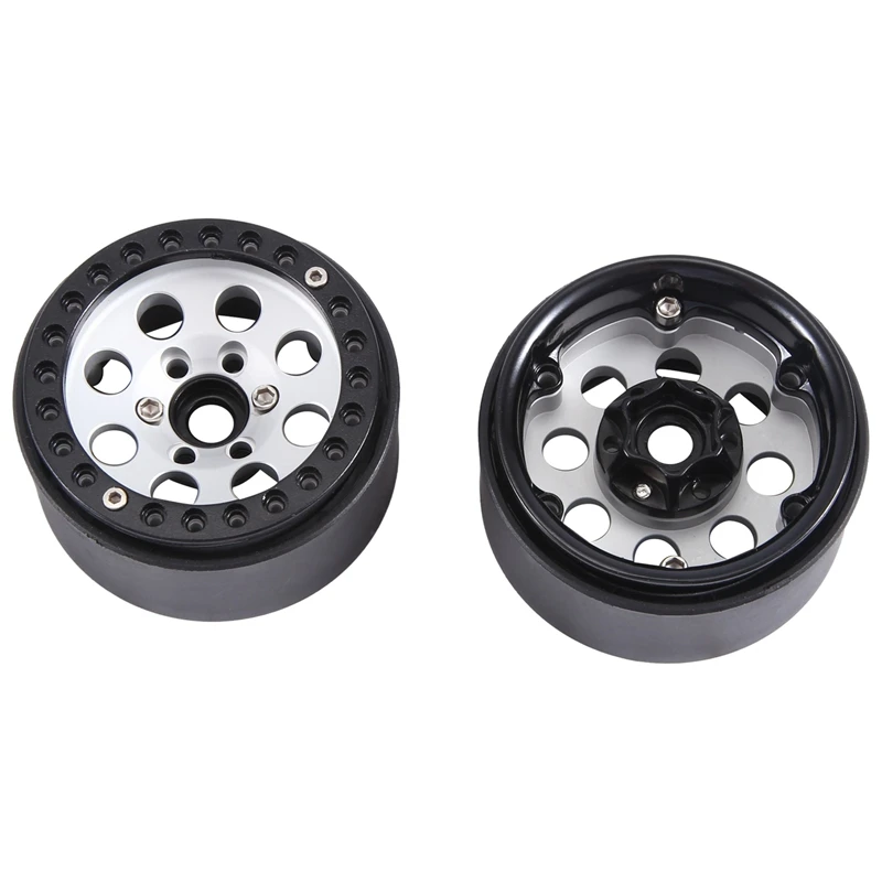 4PCS 1.9 Metal Beadlock 8 Round Hole Wheel Hub Rim For 1/10 RC Crawler Axial SCX10 90046 AXI03007 TRX4 Redcat D90