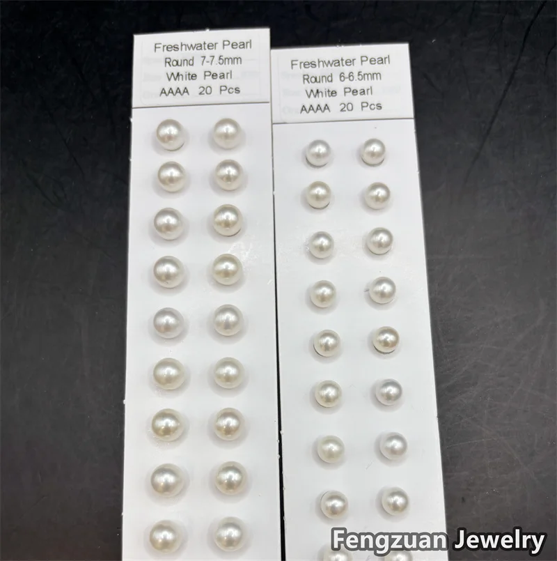 Natural Pearls With Half Hole Beads 2A 3A 4A Quality Freshwater Round Pearl for Make Wedding Rings Earrings Jewelry Findings