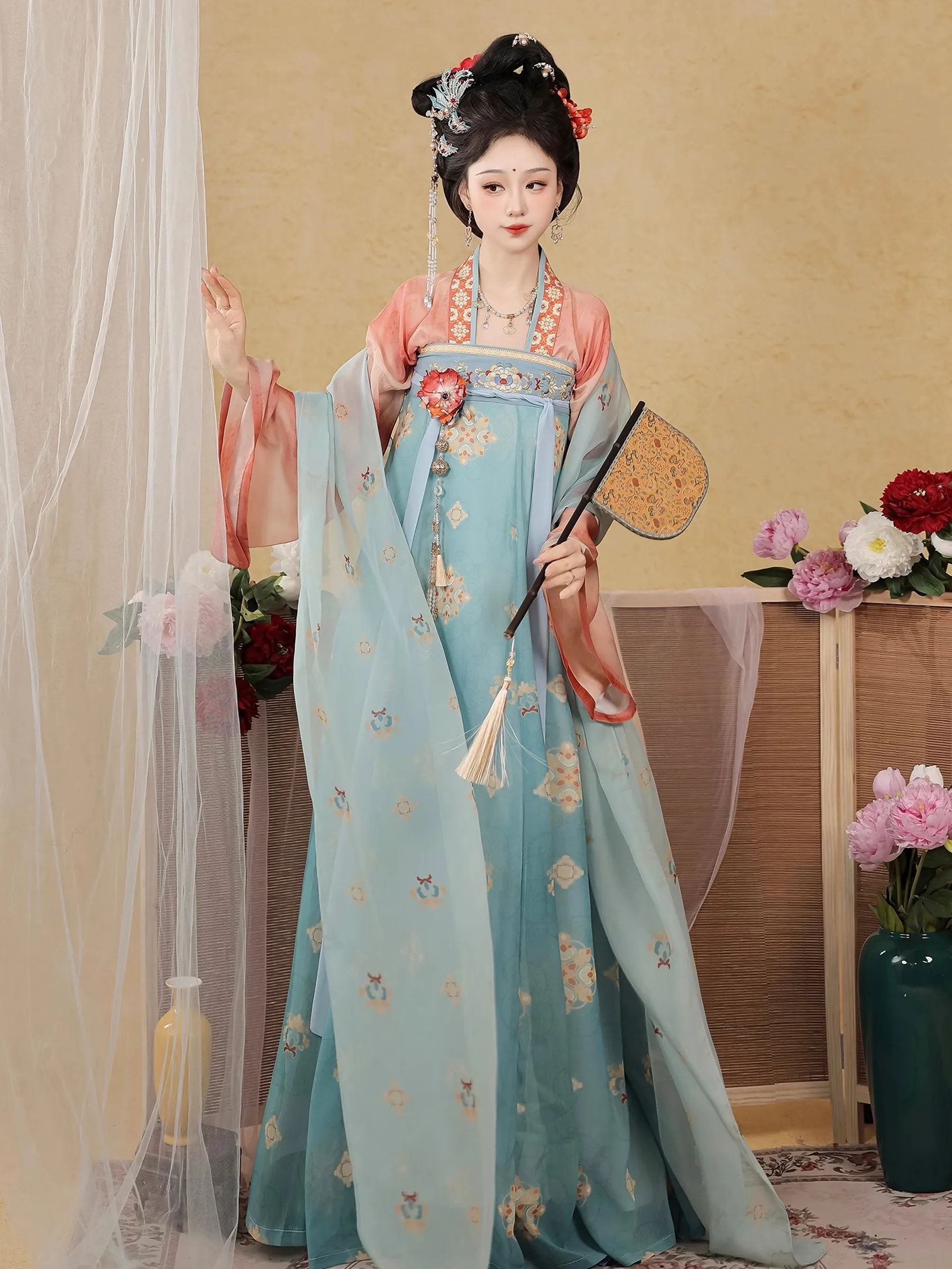 Plain Feather Splendid Dress Fanghua National Color New Restoration Tang Hanfu Women's Chest-length Skirt Original Genuine Sprin