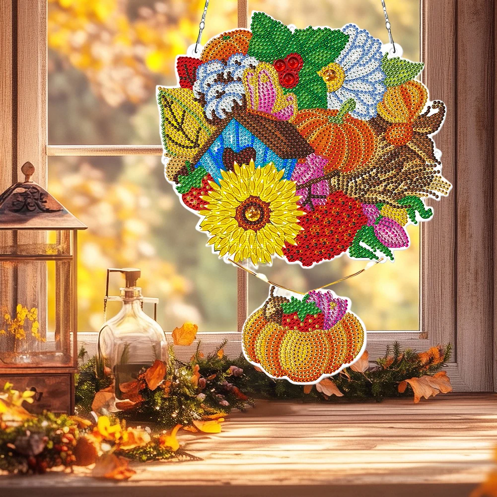 

5D DIY Diamond Mosaic Xmas Wreath Rhinestone Garland Craft Keychain Living Room Bedroom Pendant Gorgeous Gifts