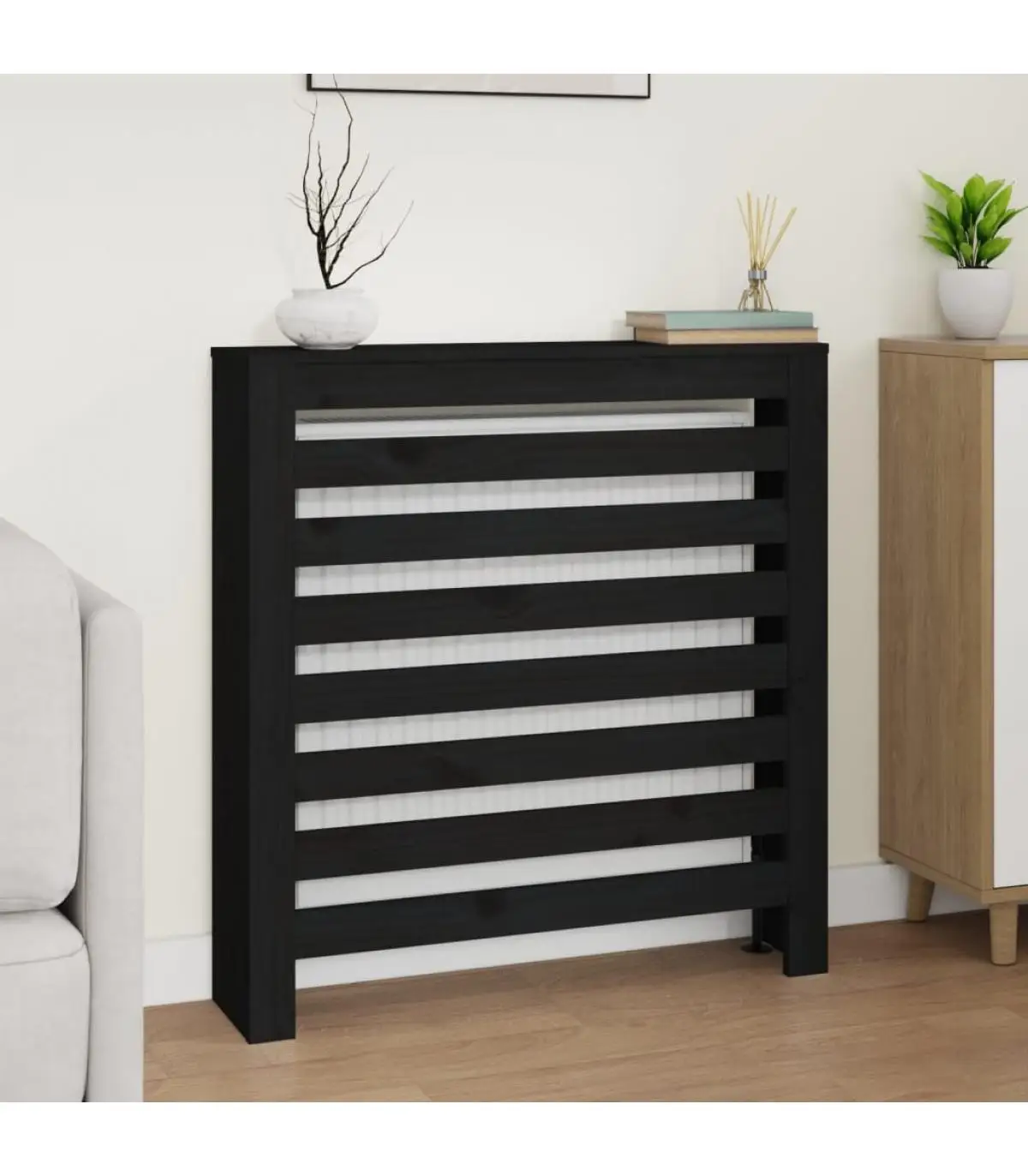 Accessories for heating radiators radiator cover solid wood pine black 79,5x19x84 cm